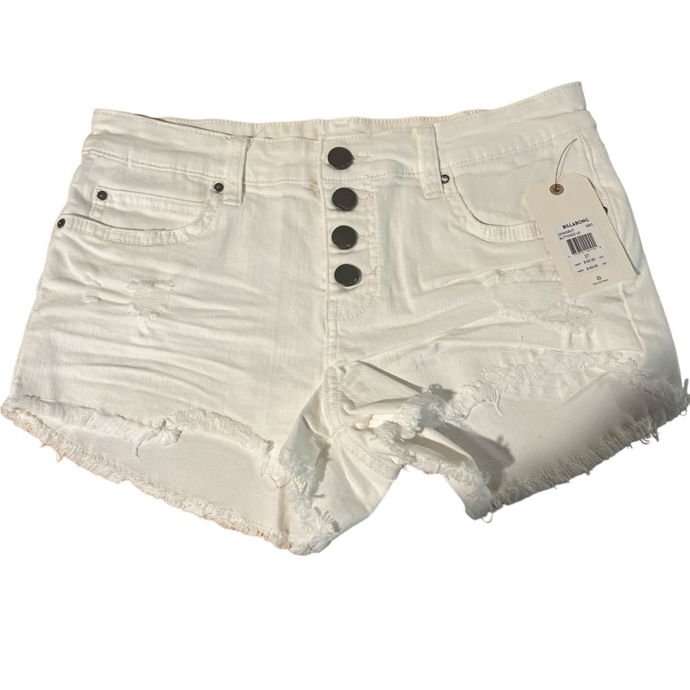 2376 NWT BILLABONG White Distressed Jean Shorts